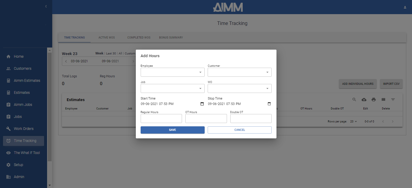 Manage timesheet